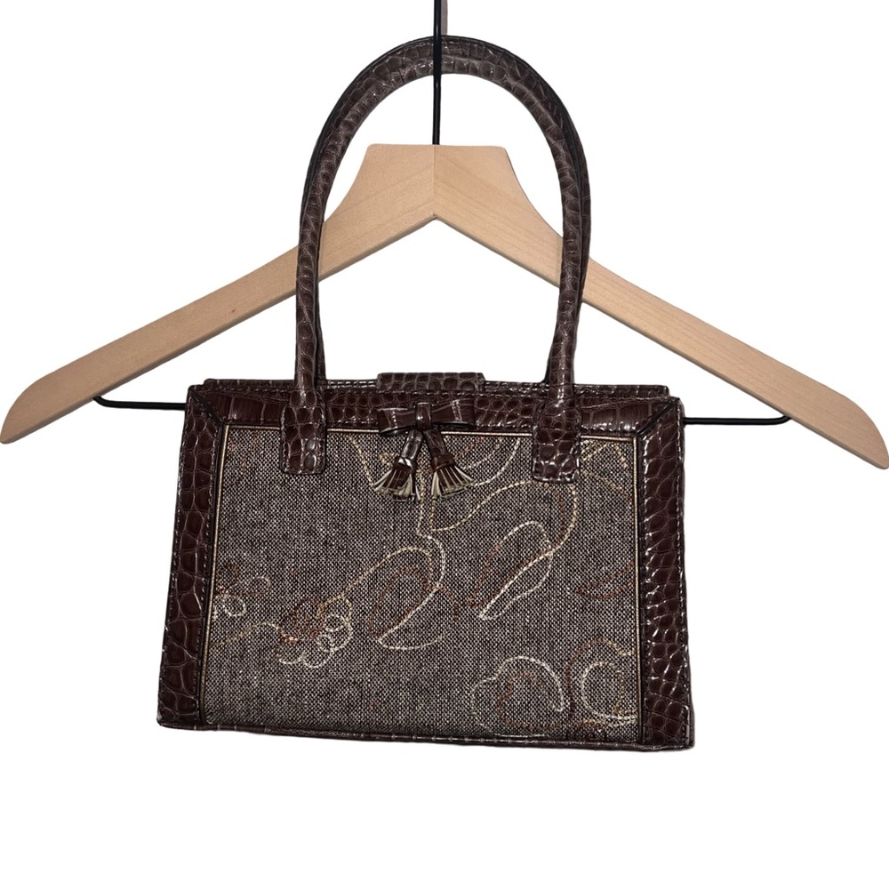 Liz Claiborne Brown and Tan Structured Shoulder Bag